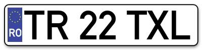 Placuta inmatriculare numar auto  TR-22-TXL, TR 22 TXL, TR22TXL