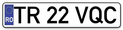Placuta inmatriculare numar auto  TR-22-VQC, TR 22 VQC, TR22VQC