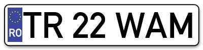 Placuta inmatriculare numar auto  TR-22-WAM, TR 22 WAM, TR22WAM