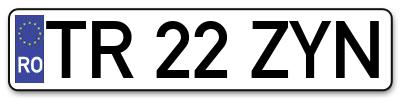 Placuta inmatriculare numar auto  TR-22-ZYN, TR 22 ZYN, TR22ZYN