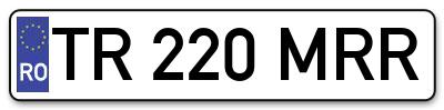 Placuta inmatriculare numar auto  TR-220-MRR, TR 220 MRR, TR220MRR