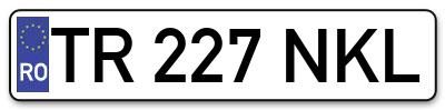 Placuta inmatriculare numar auto  TR-227-NKL, TR 227 NKL, TR227NKL