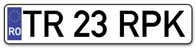 Placuta inmatriculare numar auto  TR-23-RPK, TR 23 RPK, TR23RPK