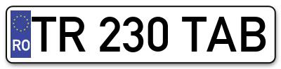 Placuta inmatriculare numar auto  TR-230-TAB, TR 230 TAB, TR230TAB