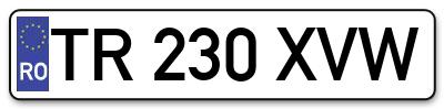 Placuta inmatriculare numar auto  TR-230-XVW, TR 230 XVW, TR230XVW