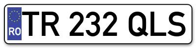 Placuta inmatriculare numar auto  TR-232-QLS, TR 232 QLS, TR232QLS
