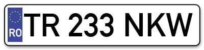 Placuta inmatriculare numar auto  TR-233-NKW, TR 233 NKW, TR233NKW