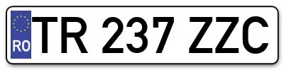 Placuta inmatriculare numar auto  TR-237-ZZC, TR 237 ZZC, TR237ZZC