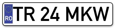 Placuta inmatriculare numar auto  TR-24-MKW, TR 24 MKW, TR24MKW