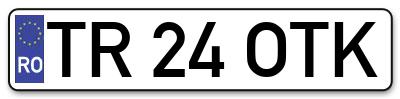 Placuta inmatriculare numar auto  TR-24-OTK, TR 24 OTK, TR24OTK