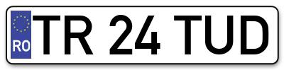 Placuta inmatriculare numar auto  TR-24-TUD, TR 24 TUD, TR24TUD