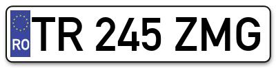 Placuta inmatriculare numar auto  TR-245-ZMG, TR 245 ZMG, TR245ZMG