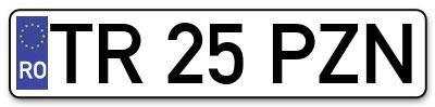 Placuta inmatriculare numar auto  TR-25-PZN, TR 25 PZN, TR25PZN