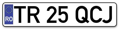 Placuta inmatriculare numar auto  TR-25-QCJ, TR 25 QCJ, TR25QCJ
