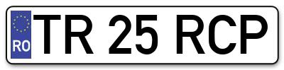 Placuta inmatriculare numar auto  TR-25-RCP, TR 25 RCP, TR25RCP