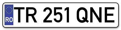 Placuta inmatriculare numar auto  TR-251-QNE, TR 251 QNE, TR251QNE