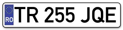 Placuta inmatriculare numar auto  TR-255-JQE, TR 255 JQE, TR255JQE