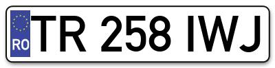 Placuta inmatriculare numar auto  TR-258-IWJ, TR 258 IWJ, TR258IWJ