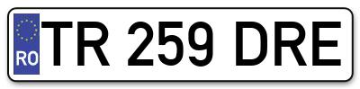 Placuta inmatriculare numar auto  TR-259-DRE, TR 259 DRE, TR259DRE