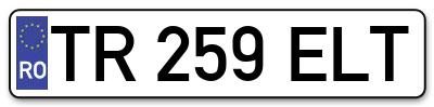 Placuta inmatriculare numar auto  TR-259-ELT, TR 259 ELT, TR259ELT