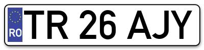 Placuta inmatriculare numar auto  TR-26-AJY, TR 26 AJY, TR26AJY