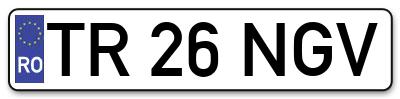 Placuta inmatriculare numar auto  TR-26-NGV, TR 26 NGV, TR26NGV