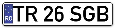 Placuta inmatriculare numar auto  TR-26-SGB, TR 26 SGB, TR26SGB