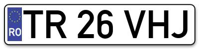 Placuta inmatriculare numar auto  TR-26-VHJ, TR 26 VHJ, TR26VHJ