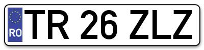 Placuta inmatriculare numar auto  TR-26-ZLZ, TR 26 ZLZ, TR26ZLZ