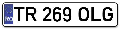 Placuta inmatriculare numar auto  TR-269-OLG, TR 269 OLG, TR269OLG