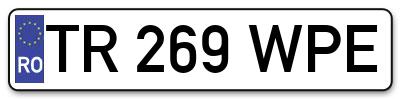 Placuta inmatriculare numar auto  TR-269-WPE, TR 269 WPE, TR269WPE