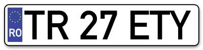 Placuta inmatriculare numar auto  TR-27-ETY, TR 27 ETY, TR27ETY