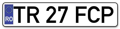 Placuta inmatriculare numar auto  TR-27-FCP, TR 27 FCP, TR27FCP