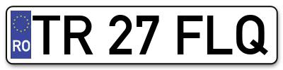 Placuta inmatriculare numar auto  TR-27-FLQ, TR 27 FLQ, TR27FLQ