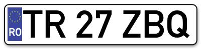 Placuta inmatriculare numar auto  TR-27-ZBQ, TR 27 ZBQ, TR27ZBQ