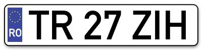 Placuta inmatriculare numar auto  TR-27-ZIH, TR 27 ZIH, TR27ZIH