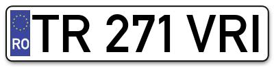 Placuta inmatriculare numar auto  TR-271-VRI, TR 271 VRI, TR271VRI