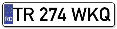 Placuta inmatriculare numar auto  TR-274-WKQ, TR 274 WKQ, TR274WKQ