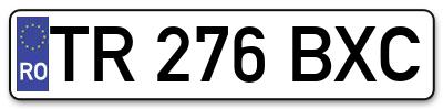 Placuta inmatriculare numar auto  TR-276-BXC, TR 276 BXC, TR276BXC