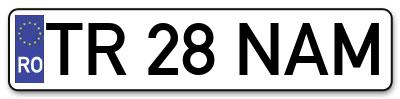 Placuta inmatriculare numar auto  TR-28-NAM, TR 28 NAM, TR28NAM