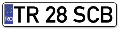 Placuta inmatriculare numar auto  TR-28-SCB, TR 28 SCB, TR28SCB