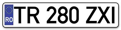 Placuta inmatriculare numar auto  TR-280-ZXI, TR 280 ZXI, TR280ZXI