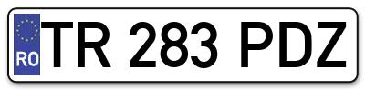 Placuta inmatriculare numar auto  TR-283-PDZ, TR 283 PDZ, TR283PDZ