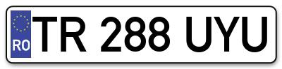 Placuta inmatriculare numar auto  TR-288-UYU, TR 288 UYU, TR288UYU