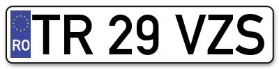 Placuta inmatriculare numar auto  TR-29-VZS, TR 29 VZS, TR29VZS