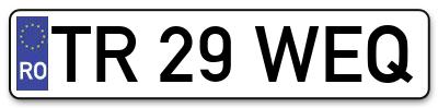Placuta inmatriculare numar auto  TR-29-WEQ, TR 29 WEQ, TR29WEQ