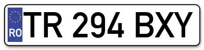 Placuta inmatriculare numar auto  TR-294-BXY, TR 294 BXY, TR294BXY