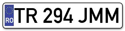 Placuta inmatriculare numar auto  TR-294-JMM, TR 294 JMM, TR294JMM