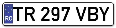 Placuta inmatriculare numar auto  TR-297-VBY, TR 297 VBY, TR297VBY