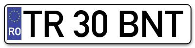 Placuta inmatriculare numar auto  TR-30-BNT, TR 30 BNT, TR30BNT